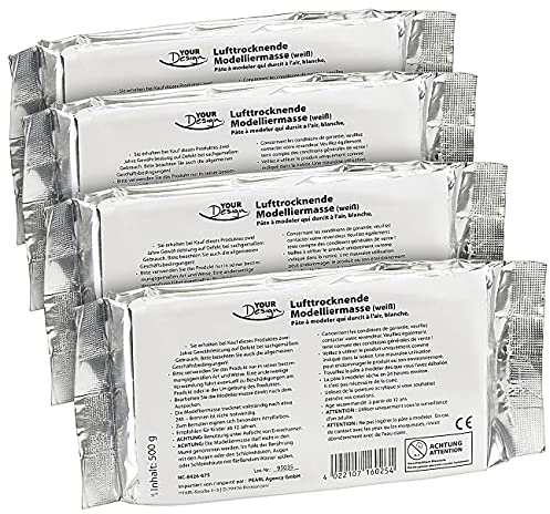 Your Design Lufttrocknende Knete: Lufttrocknende Modelliermasse, weiß, 2.000 g (Knetmasse, trocknende Modellier-Knete, Töpfe)