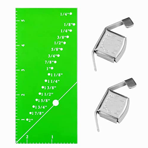 YEQIN Seam Ruler (5in, Acrylic) with 2 Magnetic Seam Guides, Quilting Ruler for 1/8-2 Straight Line Hems, Seam Measuring Tool with 45°Trim Line