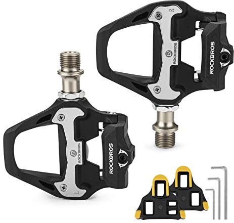 ROCKBROS Road Bike Pedals Lightweight Clipless Bicycle Pedals with Cleats Set Compatible with SPD-SL System