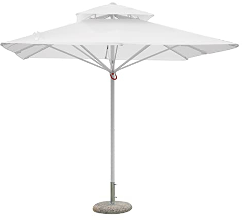 Gruppo Maruccia - Parasol 3 x 3 mètres Poteau central - Aluminium Blanc - Toit Résiné Hydrofuge - Professionnel pour Hôtels, Bars, Restaurants, Jardin, Blanc