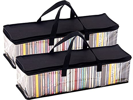 BBX-G Bärbar CD robust förvaringsväska/fuktsäker med dragkedja och bärhandtag/lätt att bära/totalt 48 CD-skivor, Klar, set of 2, Kompakt