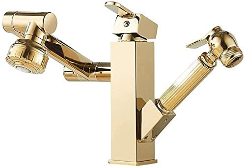 Robinet de salle de bain extractible pour lavabo double mode 360 ​​rotatif multifonction robinet de cuisine froid et froid robinet de lavabo avec pulvérisateur mitigeur-noir A-long-noir-court needed