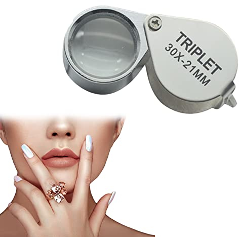 Juwelierslupe,Lupe Taschenlupe Vergrößerungsglas,Juwelier Lupe,30X Vergrößerung Metall Faltlupe,Fach Lupe Taschenlupe Vergrößerungsglas für Uhrmacher Juwelier 21mm Lupen