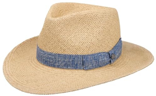 LIERYS Blue Band Western Panamastroh Hut Strandhut Made in Ecuador Unisex Frühling Sommer Natur L (58-59 cm)
