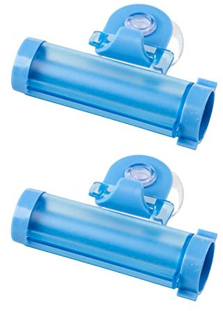 Tube Zahnpastapresse, Rolltube Zahnpastapresse, Zahnpastapresse Wandmontierter Zahnpastaspender for Badezimmer, Rollpresse Zahnpastaspender, drehbarer Zahnpastaspender, mit Saugnapf, Weiß/Blau/Grün. (