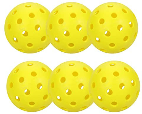 Pozzobon Floorball & Unihockey Palle, Pickle Ball, set da 6 pezzi, palla da competizione + palla da allenamento con 40 fori PKQ-01 (6 giallo)