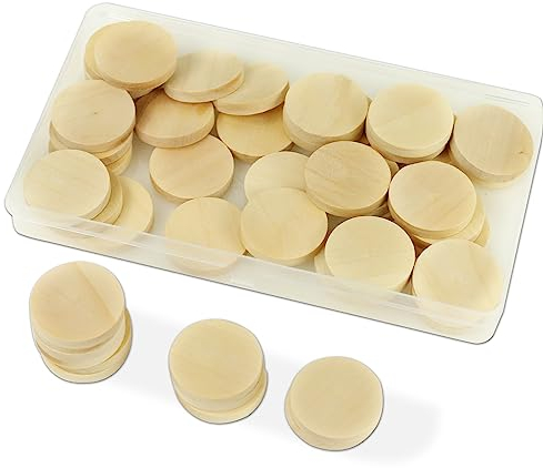 50 Stück Buche Holz Runde Holzscheiben zum Basteln Unvollendete Holzkreise Runde 5mm Dick Scheiben Holzausschnitte Ornamente für DIY Handwerk Malerei Gravieren Hochzeit 3cm