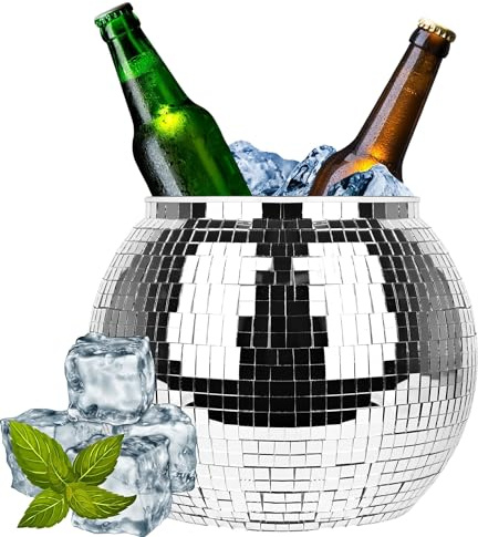 Bewinner Reflect Light Disco Ball Ice Bucket, Large Capacity, Keep Drink Cool, Thickened Plastic, Versatile, Portable for Parties, Cocktail Bar and Holiday Decorations