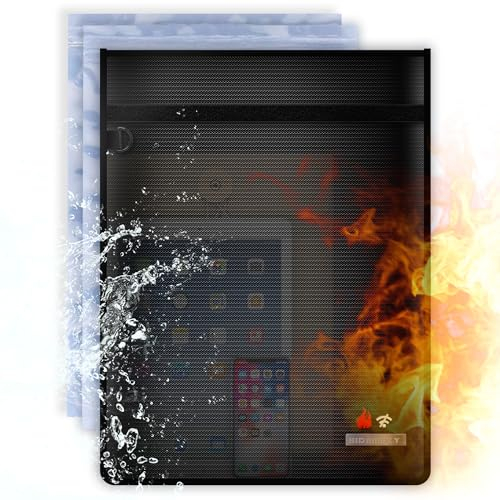 Faraday Tasche für Laptop Tablets (20x15 Zoll), Faraday Cage Keyless Go Schutz Autoschlüssel Signalblocker Tasche Wasserdicht & Feuerfest Schutzhülle Schlüsseletui RFID Blocker (L: 50*38CM, Schwarz)