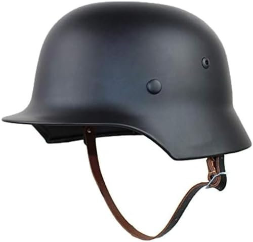 WW2 Deutscher M35 Stahlhelm WW II Schutzhelm Hochfester Stahl 2. Weltkrieg Helm Mit Lederfutter, Schwarz,YUYANAIAI