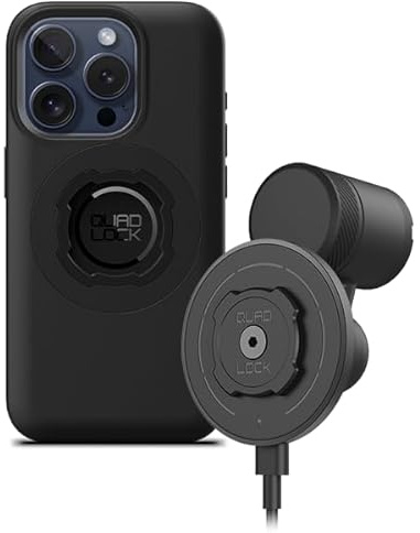 QUAD LOCK Lüftung Handyhalterung fürs Auto mit MAG-Kabelloser Ladekopf V2 und MAG-Hülle für iPhone 15 Pro