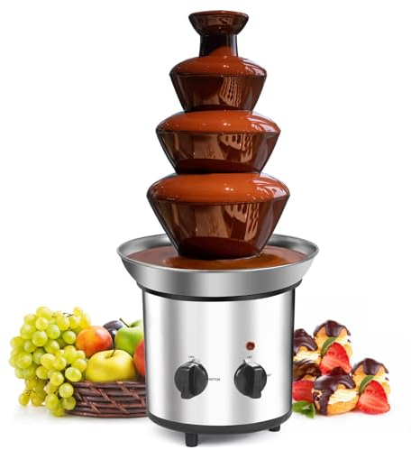 BLuvLY Máquina de Fuente de Chocolate de Cuatro Niveles, Máquina de Fuente de Chocolate, Calentador de Buffet, Torre de fusión, Máquina de fusión de Fondue en Cascada, Fiesta de Evento Comercial