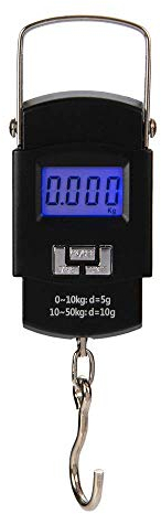 PEBBLE HUG Portable Luggage Weighing Scale 50kg, Durable and Lightweight, Compact Size, LED Screen, Ergonomic Design, Hanging Weighing Scale, Black