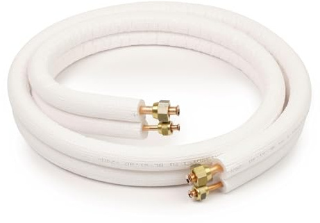 Idoneo Linea 1/4 + 1/2 vorisoliert Kältemittelleitung Kupferrohr Rolle Kupferrohre Kühlsysteme 18000BTU (7m, mit Überwurfmutter gebördelt)