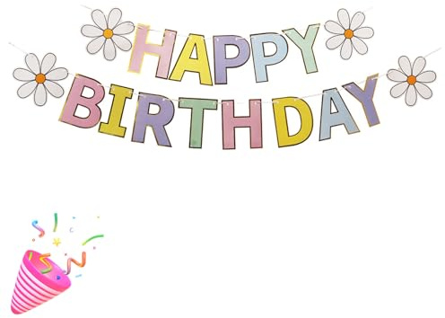 JEKUGOT Macaron Happy Birthday Banner - Pastell Party Dekoration Supplies Geburtstag Wimpelkette für Haus oder Garten