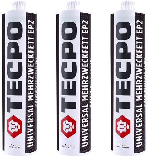 TECPO Grasa universal multiusos EP2, 3 unidades, 500 g, grasa de litio, uso universal, resistente a la temperatura, resistente al agua