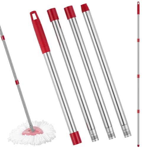 XIANGBIN Spin Mop Replacement Handle - Mop Stick Compatible with Vileda Spin Mop, 4-Section 30 to 58 Mop Handle Replacement Stick, EasyWring Mop for Floor Cleaning