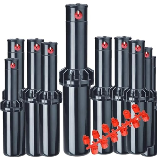 Suinga 10 x Versenkregner Rasensprenger professionelle 3/4'' KRain RPS75, Reichweite 6,7 bis 15,5 m, Schwarz