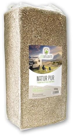 Loovolution Hanfeinstreu Natur für Toiletten, 14 kg | Kompostierbare, staubfreie Einstreu für Trenntoiletten, Trockentrenntoiletten und Campingtoiletten.