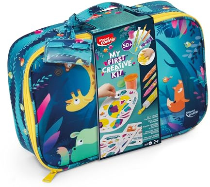 Maped Creativ Jungle Fever, Kit Creativo para Niños con Más de 50 Piezas, Incluye Lápices Rotuladores Tizas Jumbo Pinturas de Dedo Plastilina Pegatinas y Más, A partir de 2 Años