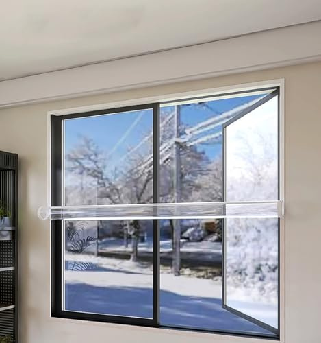 Film Isolant pour fenêtre,intérieur résistant à la Chaleur,Anti Froid d'hiver Découpe DIY Transparent pour Fenêtre, avec Ruban Adhésif, Anti Froid (50x170cm)