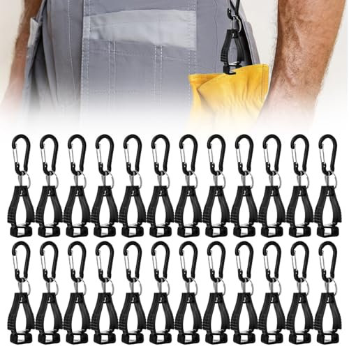 GBACHOOSE 24 Pcs Work Glove Clip, Glove Holder Clip, Black Gloves Grabber Clips, Labor Gloves Keeper Hanger for Belt, Labor Work Clamp Safety