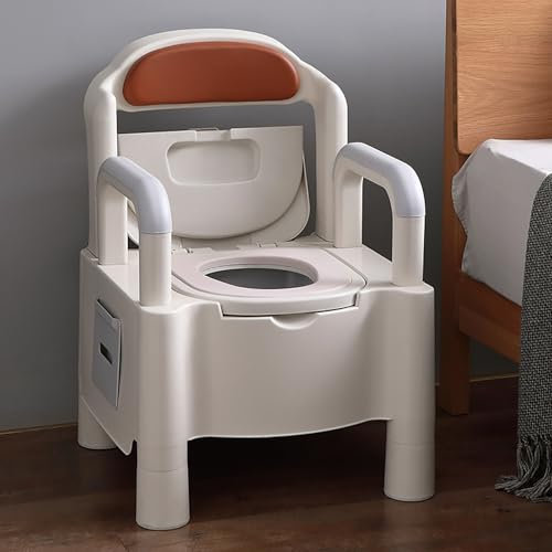 XSMYdpuk Toilettenstuhl, extra breit, Nachttisch mit gepolsterter Sitzfläche und Rückenlehne, freistehender Nachttisch und Toilettenstuhl über der Toilette, weiß