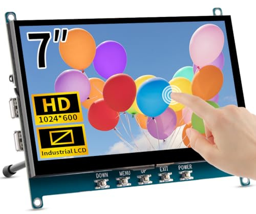 Magedok Touchscreen Display for Raspberry Pi, 7 Zoll Mini Bildschirm Hdmi,1024×600 IPS Sunlight Readable I5v USB Power| OTG|Low Power Consumption| Driver-Free | Kleiner Tragbarer