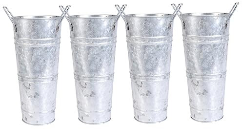 GOOHOCHY 4piezas Jarrón De Metal Estilo Rústico Maceta Vintage para Flores Cubo De Metal para Arreglos para Manualidades y Decoración De Interiores