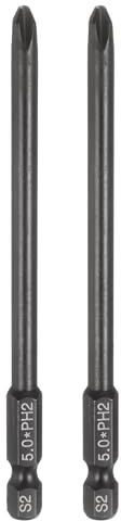 sourcing map 2pcs #2 Phillips Screwdriver Bit PH2 1/4 Hex Shank 4 (100mm) Long 5mm Rod Magnetic Cross Head Drive Drill Bits S2 Steel Industrial Screw Driver Electric Power Tool, Black