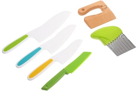 WEKAMOS Set de Couteaux Bois pour Garçon Fille Ustensiles de Cuisine Simulés Sécurisés Éducatif pour Garçons et Filles Couteau Ergonomique pour à Couper Fruits et Légumes
