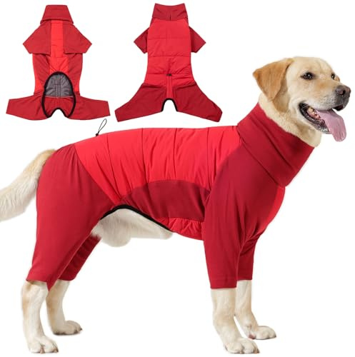 HEYWEAN Dog Fleece Coat with Legs Jumpsuit Full Body Dogs Onesie Winter Jacket Warm Dog Coats with Legs Pyjamas for Small Medium Large Dogs Fleece Jumper Winter Clothes Cold Weather Wear Pet Sweater