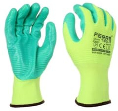 DRW Guantes Trabajo nitrilo sin Costura 4121X Grip 13 Verdes 12 Juegos Talla L