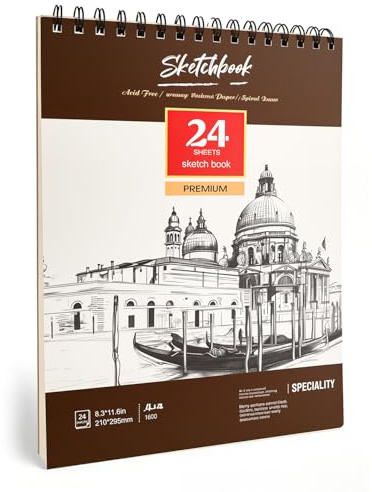 Bloc de bocetos de 160 g/m², 48 páginas, cuaderno de bocetos, cuaderno de bocetos, bloc de bocetos, libro de bocetos, libro de dibujos, libro de dibujo, A4, papel de dibujo para artistas y