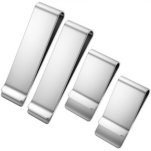 guduling 4pcs Stainless Steel Money Clips for Men, Money Clips, Silver Slim Money Clip Receipt Note Clip Credit Card Wallet Bill Holders for Men and Women