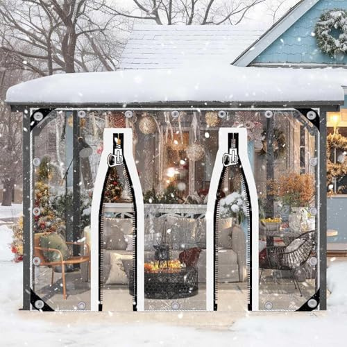 Tende Telone Impermeabili Trasparenti,Telo Plastico in Pvc Da 0,5mm Con Occhielli,Pannelli Laterali Telone Trasparente Gazebo,Tende Per Eventi e Tendoni Con Porte a Cerniera,W×H-6.6×2.1m(21.7*6.9ft)