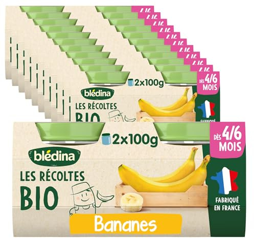Blédina - Les Récoltes Bio, Bananes, Dès 4/6 mois, 24x100g
