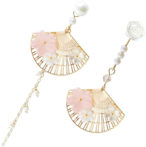 SUPVOX Boucles d'Oreilles Pendantes Fleurs en Éventail Légères Couleur Or Rose 1 Paire Bijoux pour Femmes et Adolescentes pour Mariage et Fêtes