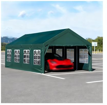Outdoor-Carport-Überdachung Mit Vierseitigem Stoffbezug, Wetterfest Und Robust, Für Traktoren, LKWs, Wohnmobile Und SUVs(13x26x6.5ft)