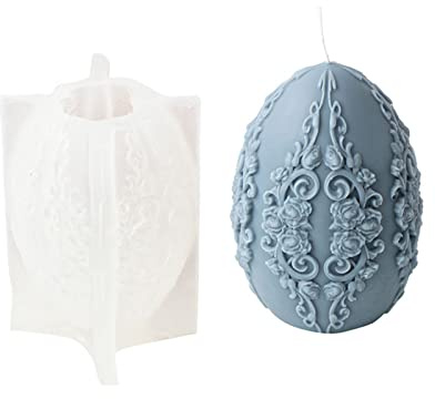 Asukohu Sfera di fiori a forma di candela a forma di uovo di Pasqua per aromaterapia, in silicone, artigianato, biscotti, fondente, sapone, decorazioni per sapone, resina, torte, fondente, uovo di