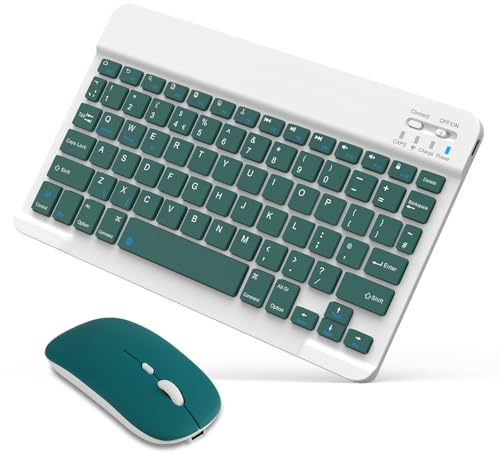SOPPY Portable Bluetooth Keyboard and Mouse Combo, Rechargeable, UK Layout | Slim & lightweight design | 3-device switching | Long battery life | Plug & play wireless mouse | Multi-OS compatibility