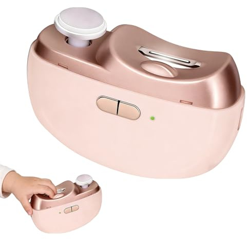 AURIVEE® Coupe-Ongles Électrique avec LED et 3 Vitesses, Coupe et Polisseur Automatique 2-in-1, Rechargeable avec Boîtier de Récupération pour Bébé, Enfants et Adultes (Rose)