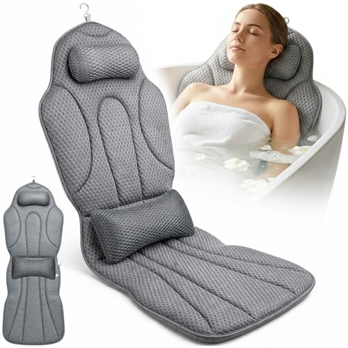 Full Body Bath Pillow for Bathtub, with Removable Lumbar Pillow, Tub Pillow for Neck, Waist, Hip Support, Pressure Relief, Ideal for Bathtub Soaking