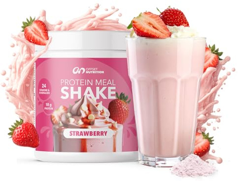 OFFSET Nutrition Protein Abnehm Shake Strawberry [nur 210 KCAL pro Shake] - 14 Portionen | Mahlzeitersatz | Diät Shake mit 24 Vitaminen & Mineralien | Glutenfreie Trinkmahlzeit