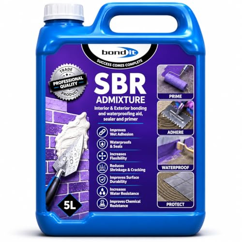 SBR Waterproof Concrete Latex Admixture 5L | Styrene Butadiene Copolymer Bonding Agent for Walls & Floors | Improves Adhesion, Flexibility & Water Resistance