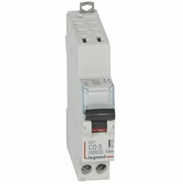 407705 Disjoncteur unipolaire + neutre 0,5A - 1P+N Courbe C - 6/10kA - Automatique et vis - Legrand DX3