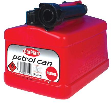 CarPlan Leaded Jerry Petrol Can - Red with Transport Safety Cap and Spout - 5L Capacity