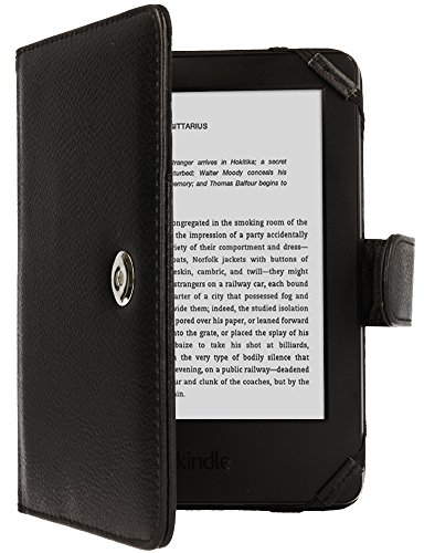 TECHGEAR Hülle für Amazon Kindle eReader, Kindle Paperwhite Folio Hülle PU Leder mit Magnetverschluss passt Kindle eReader (6,0 Zoll) [4 bis 10 alle Generationen] Case mit Bildschirmschutz -Schwarz