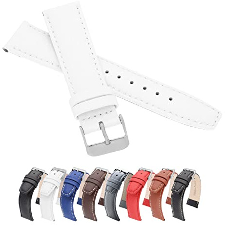 MARCHEL Lederarmband WB Schwarz Blau Braun Weiß Uhrenarmband Leder Genarbt