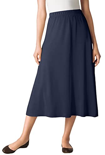 Woman Within Plus Size 7-Day Knit A-Line Skirt - 3X, Navy